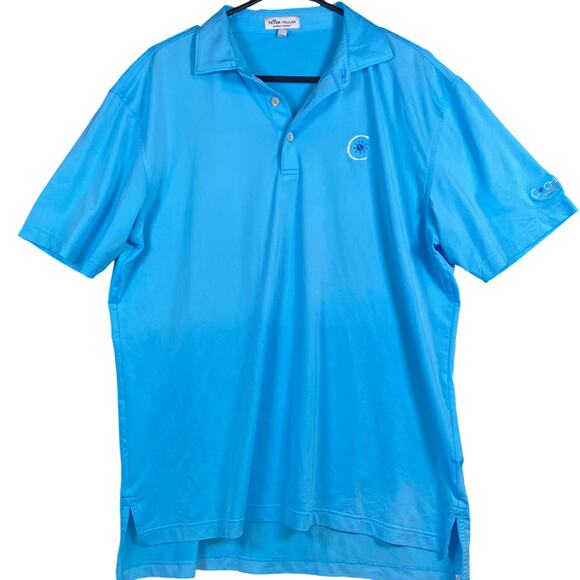 Peter Millar Mens Shirt Blue Short Sleeve Summer Crown Comfort Polo Stretch M - Picture 1 of 14